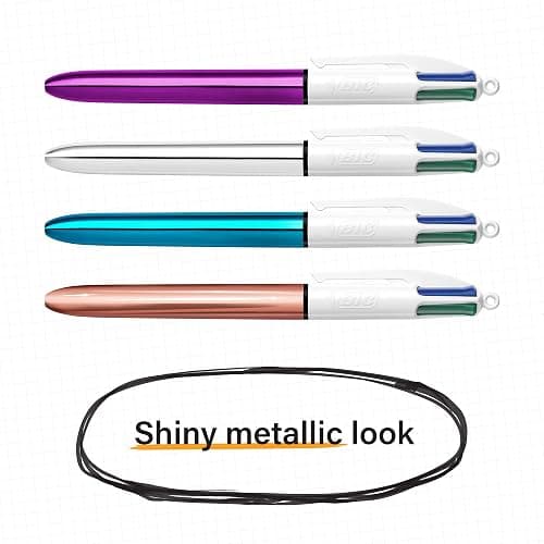BIC 4 Colours Rose Gold Pen, Multi Coloured Pens All In One, Retractable Ballpoint Pen, Medium 1.0mm, Green, Blue, Red, Black, 5 Pens Per Pack, 1 Pack thumbnail 5