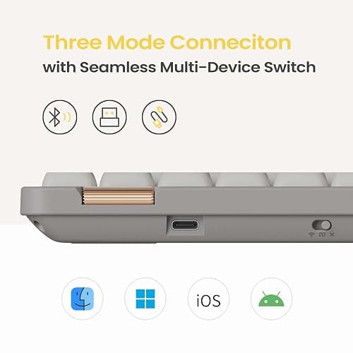 Flow Lite 100 Keys Low Profile Mechanical Keyboard, Swappable Rechargeable Wireless Keyboard with 2.4G Receiver, Bluetooth and Wired Connection for Windows, Mac/ Specter Linear Switches (Marble) thumbnail 5
