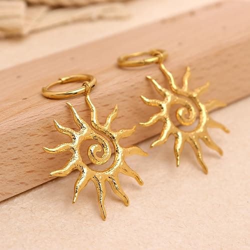 Frigotine Gold Dangle Hoop Earrings for Women, Trendy Sparkly Hypoallergenic Fashion Jewelry Gift for Prom Wedding Party Accessories thumbnail 5