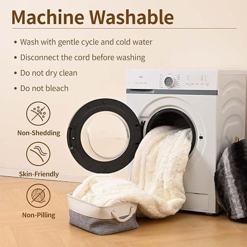 Bearhug Heated Blanket Twin Size, 62"x84" Electric Blanket with 10 Heat Levels & 1-12H Adjustable Auto Off, Faux Fur and Sherpa Reversible Bed Warmer, ETL Certified, Machine Washable thumbnail 6