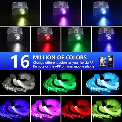 AKEPO Fiber Optic Sensory Lights for Autism Sensory Room for Kids, 10W RGBW Twinkle+Music Response+Bluetooth App Control Fiber Optic Light Engine with (3x0.75mm) Flash Point Cable 50pcs of 6.5ft/2m thumbnail 9
