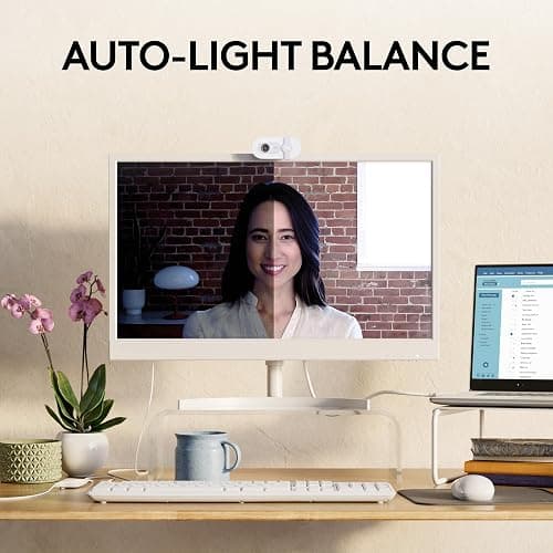Logitech Brio 100 Full HD 1080p Webcam for Meetings, Streaming, Desktop, Laptop, PC - Built-in Mic, Shutter, Works with Zoom, Microsoft Teams, Nintendo Switch 2’s New GameChat Mode-Off -White thumbnail 3