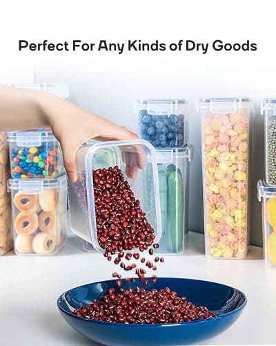 Airtight Food Storage Containers with Lids, Clear Pantry Canister Set for Kitchen Organization, Stackable Organizers for Flour, Sugar, Cereal, Rice, BPA Free Plastic 24 Pack with Different Sizes thumbnail 7
