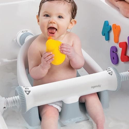 Ingenuity My Bath Seat for Sit-Up Baby Bathing, Sure & Secure Suction Cups, ASTM Safety Tested & Approved, Backrest for Assisted Sitting, Easy Setup & Storage, Gray thumbnail 2