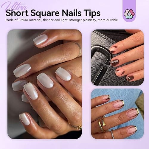 SAVILAND Gel Nail X Kit Short Square - Nail Drill Kit 500 PCS Natural False Nail Tips For Press On U V Nail Glue with Lamp Manicure Tools for Nail Extension Nail Art For Women At Home Nail Kit DIY thumbnail 2