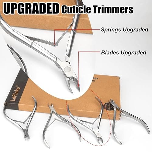 LePinko 4 Packs Upgraded Cuticle Trimmer kit, Sharp Dead Skin Clipper, Labor-saving Cuticula Remover for Fingernail Toenail, Manicure Pedicure Tool for Women Men, 5mm Jaw - 4PACK thumbnail 2
