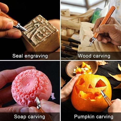 AUGSUN Wood Carving Knife Set - 20 PCS Hand Carving Tool Set for DIY Sculpture Carpenter Experts & Beginners thumbnail 3