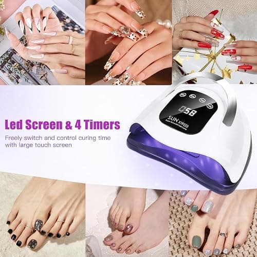 Wisdompark 320W UV LED Nail Lamp, Nail Dryer for Gel Polish with 72Pcs Lamp Beads and Automatic Sensor/4 Timer Setting Professional Nail Art Tools thumbnail 6