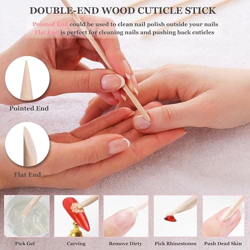 20PCS Press On Nail Tool Kit: Nail Prep Kit with Glue, Remover, Mini File, Buffer, Prep Pad, Adhesive Tabs, Wood Stick, Instruction Card thumbnail 6
