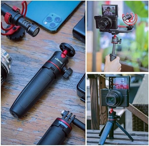 MT-08 Black Mini Tripod for Camera, 1/4" Screw Universal Tripod Compatible with DJI OSMO Pocket 3/Insta 360 x 5/OSMO 360/Sony/Canon/Nikon Fuji, Extendable Handheld Vlogging Video Filming Table Stand thumbnail 3