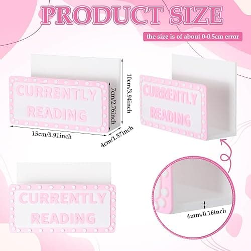 Gerrii Currently Reading Sign 3D Printed Book Display Sign to Be Read Book Decor for Readers Gift Library Home Bookshelf Decoration (Pink) thumbnail 3