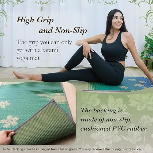 FULI Japanese Tatami Yoga Mat, Igusa Mat, Non-Slip Exercise & Fitness Mat for Pilates & Floor Workouts, Made in Japan, 1/4 in Thick, Sakura Fuji thumbnail 5