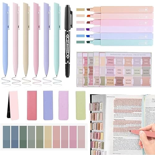 NIGHTNOOK Bible Journaling Kit, Include 6 Bible Highlighters and 6 Pens No Bleed, 90 Laminated Bible Tabs, Magnetic Bookmarks, Sticky Notes, Study Supplies Essentials Set for Women & Men - Image 1