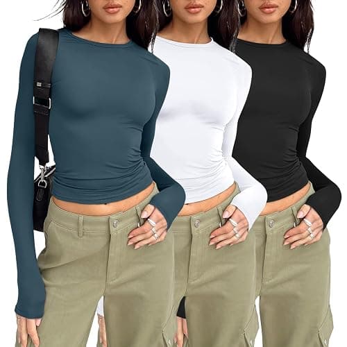 AUTOMET 3 Pack Womens Long Sleeve T Shirts Fall Fashion Basic Going Out Crop Tops Slim Fitted Winter Clothes 2025 - Image 1