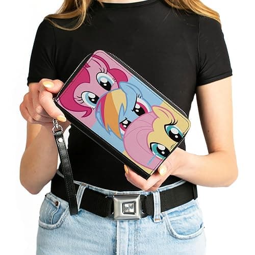 Buckle-Down Hasbro Wallet, Zip Around, My Little Pony Pinkie Pie Rainbow Dash Fluttershy Face Stack, Vegan Leather thumbnail 3