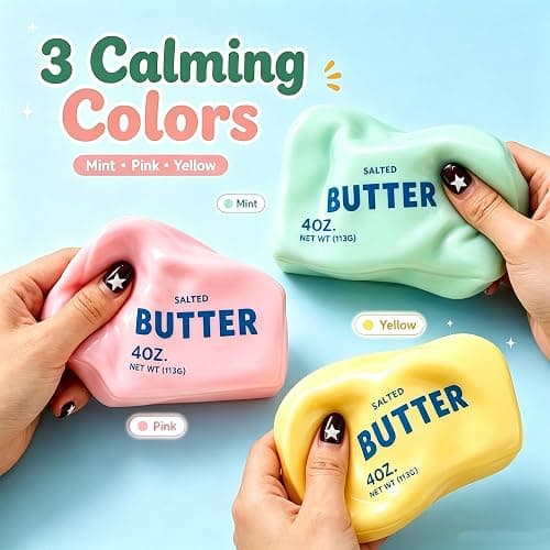 Crunchy Butter Squishy ASMR Bead Filled Realistic Stress Ball for Adults | Soft Slow Rising Sensory Fidget Butter Stress Ball Desk Decor Party Favor Gifts for Adults thumbnail 5