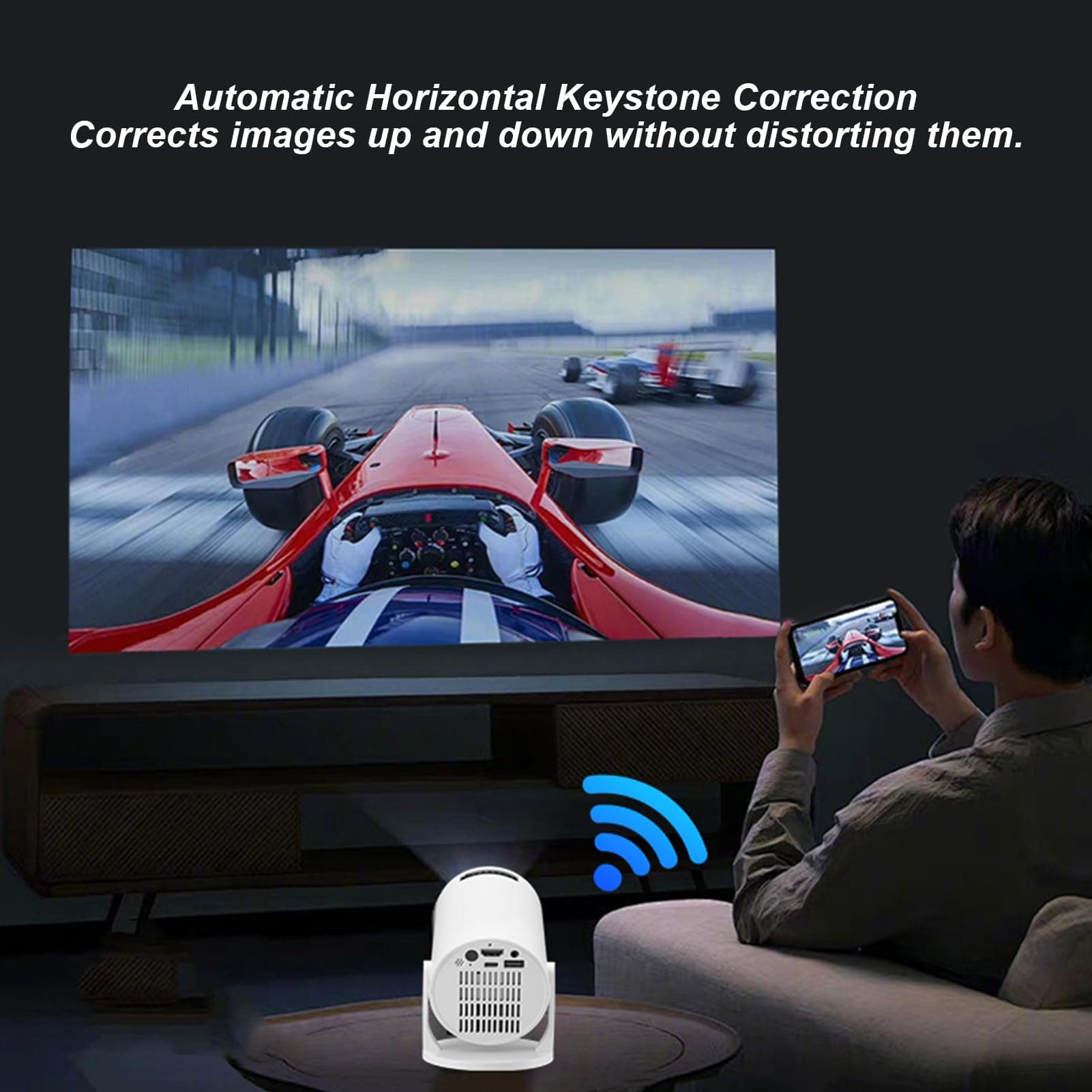 Mini Projector with WiFi and Bluetooth, 1080P Full HD Video Projector, 150 ANSI, 8000LM, Auto Keystone, 270° Rotatable Outdoor Film Projector for Telephone/TV Stick/Laptop thumbnail 4