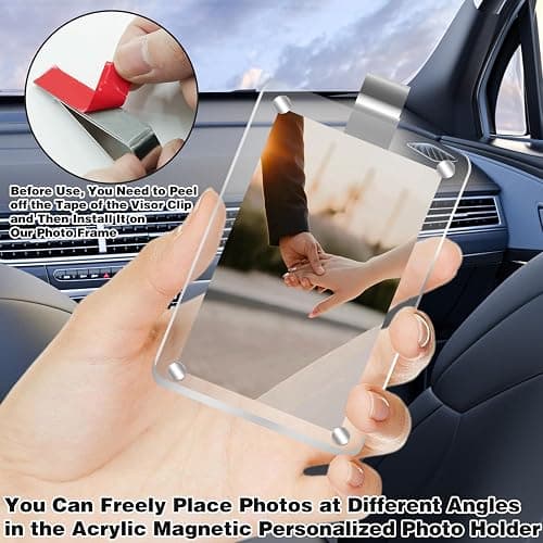 2Pcs Car Picture Holder, Acrylic Magnetic Personalized Photo Holder Car Accessories Car Photo Holder Car Visor Clip, Personalized Car Picture Frame, Suitable for Adding Family or Personal Photos thumbnail 6
