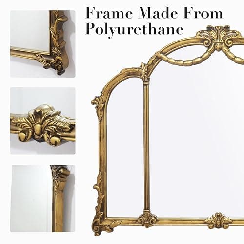 G-LEAF Antique Gold Wall Mirror 48"X39", French Baroque Vintage Mirror with Ornate Carved Frame for Living Room, Fireplace Mantel, Bedroom, Entryway thumbnail 5