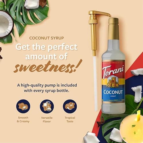 Torani Coconut Syrup for Drinks, Flavoring for Coffee and Cocktails, Pump Included, 25.4 Oz thumbnail 4