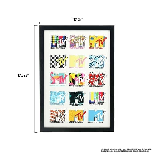 MTV Logo Colorful Collage Framed Wood Wall Decor - Retro MTV Wall Art for Office, Teen Room or Music Room thumbnail 3
