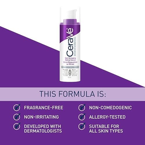 CeraVe Retinol Serum for Face, Skin Renewing Retinol & Hyaluronic Acid Serum for Men & Women. Anti Aging to Improve Appearance of Fine Lines & Wrinkles. Fragrance-Free & Non-Comedogenic. 30mL thumbnail 2