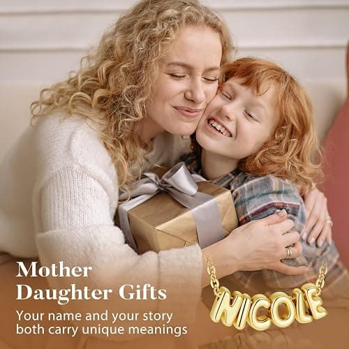 M MOOHAM Mothers Day Gifts - Custom Name Necklace 14K Gold Plated Necklace Personalized Monogram Pendant Name Necklaces for Women Trendy Jewelry Gifts for Women Mom Her Birthday Gifts thumbnail 6