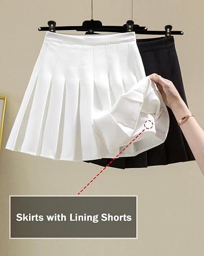 SCKTOO Womens Girl High Waisted Pleated Tennis Skirt School A-Line Skater Skirts with Lining Shorts thumbnail 6