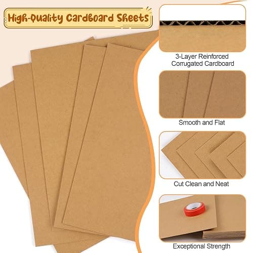 Cardboard Sheets，13 Pack 8.5"x11" Corrugated Cardboard Sheets,Cardboard Inserts Flat for DIY Crafts,Packing, Shipping, Mailing(Brown) thumbnail 3