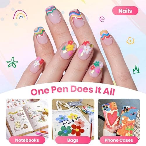 Beetles 12 Colors Nail Art Pens, 0.5mm Fine Line Nail Polish Pens for Women | Quick Air Drying Acrylic Paint Markers for Nail Art Design Easy Painting Dots Liner Lettering, DIY Home Salon Nail Art Tools thumbnail 8