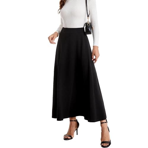 Yanhalo Womens Winter Mid Carf Long Skirt Stretch Slim fit Pleated Casual Cotton Skirt thumbnail 2