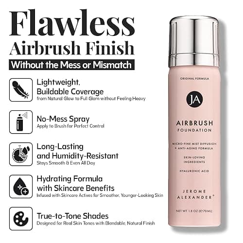 Jerome Alexander Magic Minerals Airbrush Foundation 2pc Set - Fair | Includes Kabuki brush, fine mist spray application, buildable coverage for mature skin, anti-aging for radiant skin thumbnail 2