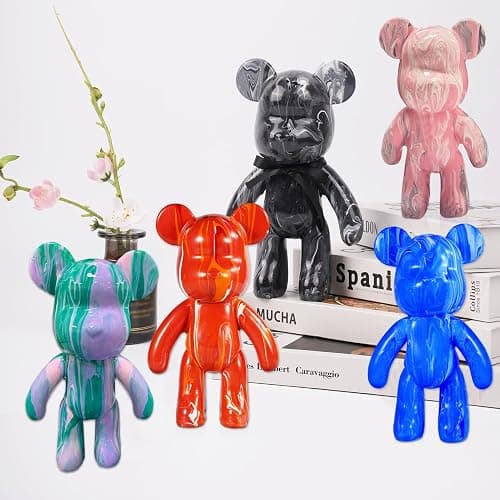 YONXID DIY Fluid Bear Painting Kit - Creative Home Decor Handcrafted Teddy Bear, Bearbrick Figure, and Bears to Paint Dolls for Birthday and Valentine's Day Gifts (9.05 Inches, Bear) thumbnail 6