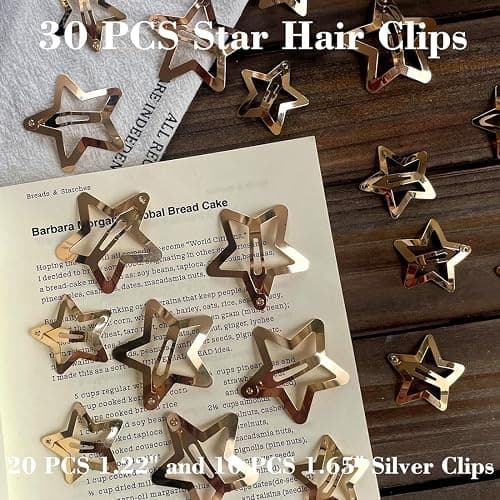 30 PCS Gold Star Hair Clips,20PCS 1.22"Star hair Clip and 10 PCS 1.65"Hair Clip Snap Hair Accessories Non Slip stars Clips for Girls Women gold Accessories Gold Metal Hair Clips thumbnail 6