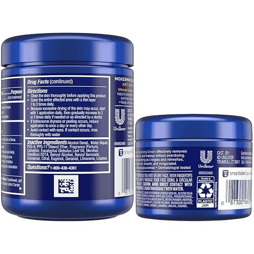 Noxzema Travel-Friendly Face Cleanser + Ultimate Clear Anti-Blemish Pads | Travel-Size Cream Cleanser + 90 Pads with 2% Salicylic Acid, Eucalyptus Tingle, Dermatologist-Tested thumbnail 2