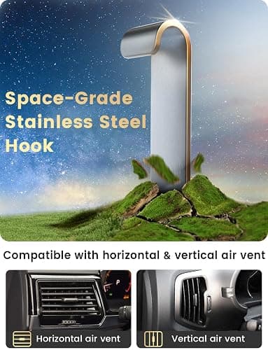 Holdersafe 2026 Car Phone Holder [Never Blocking Vent] with Wide Clamp | 6.5cm Long Arm Keeps AC/Heat Airflow Clear, Thick Case Friendly, Fits iPhone 17 16 15 14 13 Pro Max & Samsung Android （Black） thumbnail 6