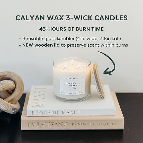 Calyan Wax Co. Evergreen & Eucalyptus 3 Wick Scented Candle - 43 Hour Burn - Luxury 3 Wick Soy Candles - Non Toxic Soy Wax Candles - Long Lasting Large Glass Jar Candle for Home - 14.9oz thumbnail 6