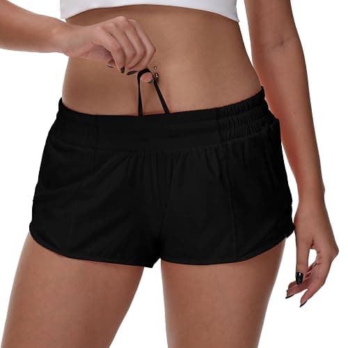 MCEDAR Women's Running Shorts Low Waisted 2.5"，Lightweight Active Workout Quick Dry Gym Athletic Sports Shorts Zip Pocket thumbnail 4