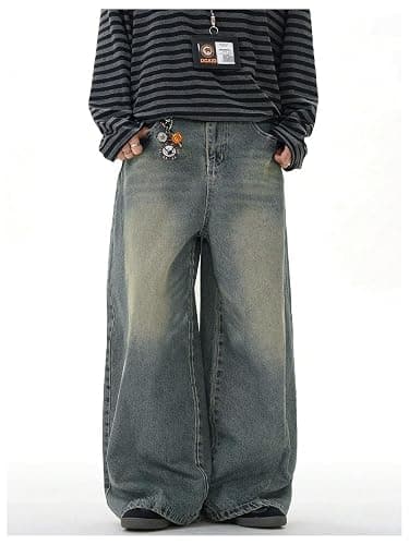 Floerns Men's Baggy Jeans Vintage Wide Leg Y2k Hip Hop Denim Pants Streetwear thumbnail 2