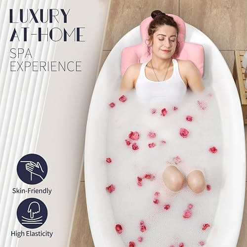 Full Body Bath Pillow for Bathtub, Thick Bathtub Cushion with Laundry Bag, Luxury Tub Pillow for Bath for Headrest Neck and Back Support Pink 51" x 16" thumbnail 3