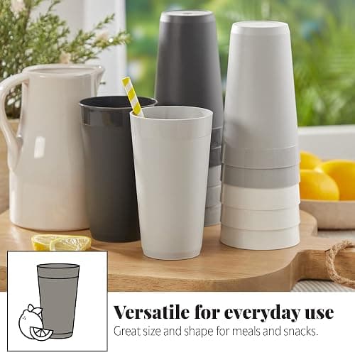 US Acrylic Newport 20 ounce Unbreakable Plastic Stackable Water Tumblers in Grey Stone | Set of 12 Drinking Cups | Reusable, BPA-free, Made in the USA, Top-rack Dishwasher and Microwave Safe thumbnail 4