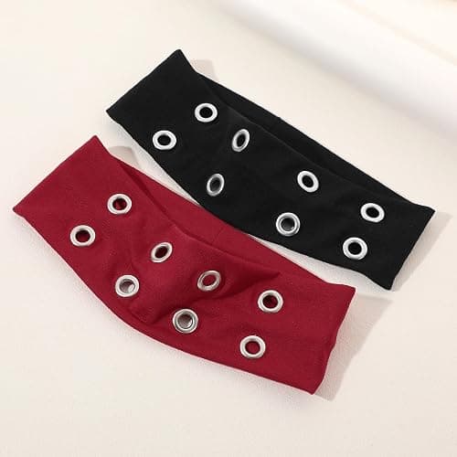 Weazppre Grunge Punk 6pcs Solid Color Metallic Punk Y2K Edgy Sporty Headbands, Suitable For Daily Life, Street Dance, Outdoor Activities thumbnail 5