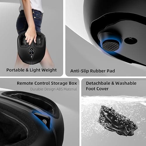 ALLYOUGER Shiatsu Foot Massager with Heat,Vibration,Air Compression and Deep Kneading for Plantar Fasciitis, Neuropathy,Improve Foot Wellness,Gifts for Women & Men（Black） thumbnail 5
