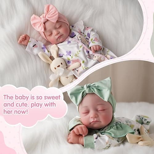 BABESIDE Lifelike Reborn Baby Dolls Twins, 20 inch Realistic Newborn Boy Girl Soft Vinyl and Cloth Body Real Life Baby Dolls Sleeping with Accessories for 3+ Year Old Kids Gifts thumbnail 2
