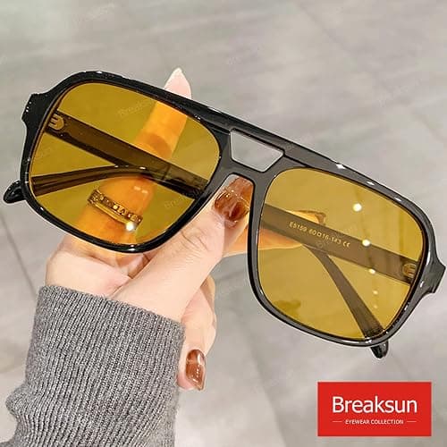 Breaksun Retro Aviator Sunglasses for Women Men Trendy Classic 70s Square Green Aviator Sun Glasses Vintage Shades thumbnail 5