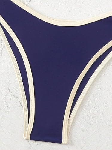 Fanuerg Women's Triangle Bikini Sets Circle Ring Linked Two Piece Swimsuit Color Block Cheeky Bathing Suits thumbnail 7
