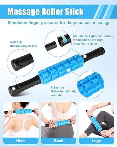 4 in 1 Foam Roller Set, Massage Roller for Back and Legs with Massage Ball and Muscle Roller Stick for Deep Tissue Massage, Yoga Pilates, Exercise, All in Carry Bag thumbnail 4
