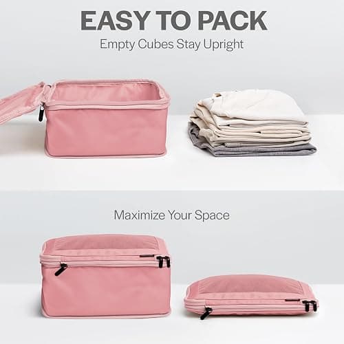 Aerotrunk Compression Packing Cubes for Travel - Luggage Organizer Bags - Double Zipper Packing Cubes for Suitcases (6-Pack, Rose) thumbnail 5