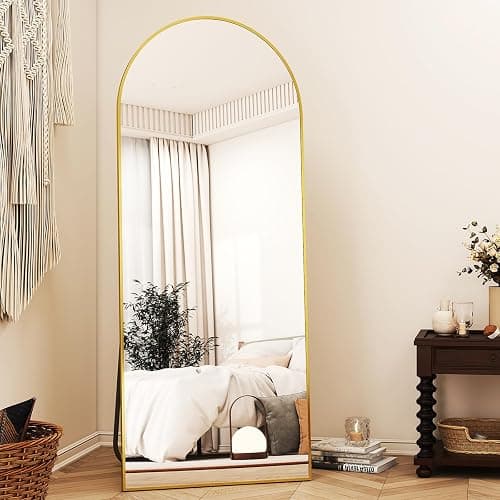 XRAMFY 56" x21 Arched Full Length Mirror Floor Mirrors with Aluminum Alloy Frame Free-Standing Wall Mounted Floor Mirrors or Large Dressing Mirror, Gold Mirror Full Length thumbnail 7
