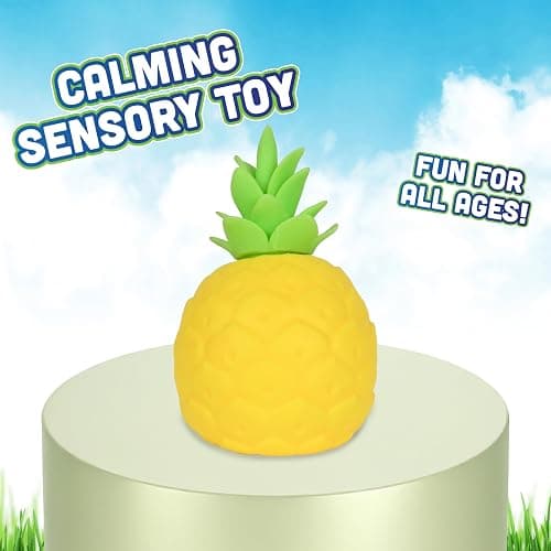 Sunny Days Toymendous Squishy Pineapple - Jumbo Stress Ball - Ages 3+ | Thermoplastic Rubber TPR, 6.5 in Tall, 4 in Wide, Yellow, Stress Relief Fidget, Fruit Theme, Ages 36+ Months, 1 Pack - Image 1